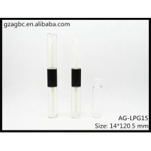 Transparent & vide à deux têtes en plastique Quadrate Lip Gloss Tube AG-LPG15, AGPM emballage cosmétique, couleurs/Logo personnalisé